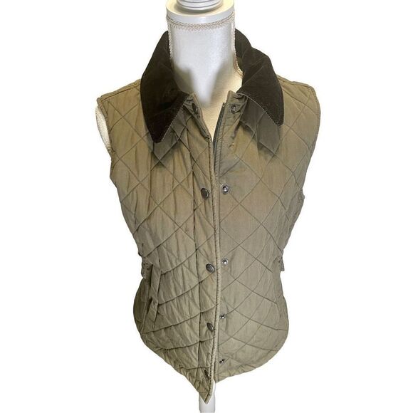 L.L. Bean Quilted Vest olive & black Size Petite Small - Picture 1 of 4